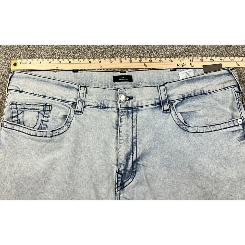 True Religion Ricky Relaxed Straight No Flap Light Wash Jeans Size 44x34 NEW